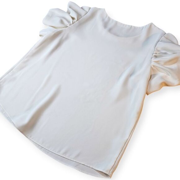 Amanda Uprichard Merris Top Ivory White Puff Sleeve Revolve Large - Picture 8 of 13